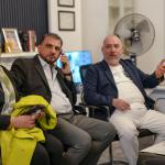 السفير احمد الحسني رئيس الاتحاد العربي لمكافحة التزوير والتزييف والوفد المرافق له يزورون مقر قناة الدولة الفضائية وكان في استقبالهم المشرف العام للقناة الدكتور سعد الاوسى